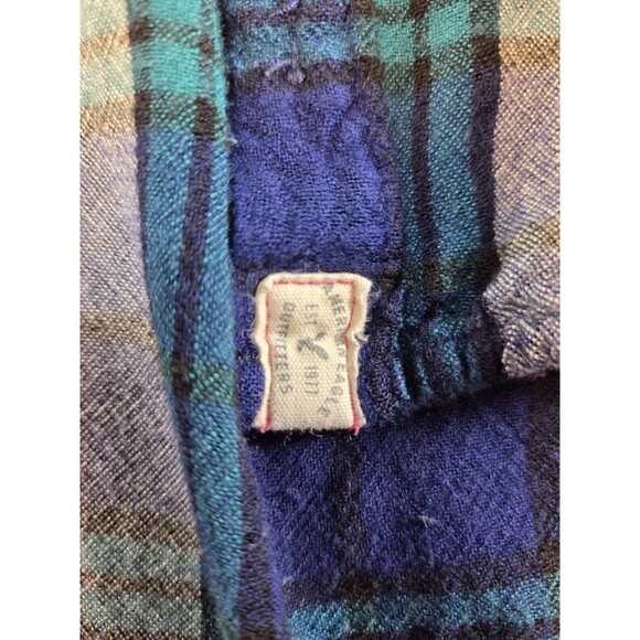 American Eagle Boyfriend Shirt Medium Blue Purple Plaid Viscose Button Down Top - Picture 4 of 6